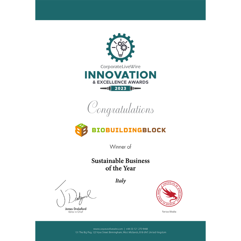 Aggiudicazione premio internazionale per la sostenibilità “Innovation & Excellence Award 2023”