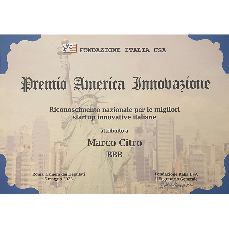 Adjudication of America Innovation Award from Italy-U.S. Foundation